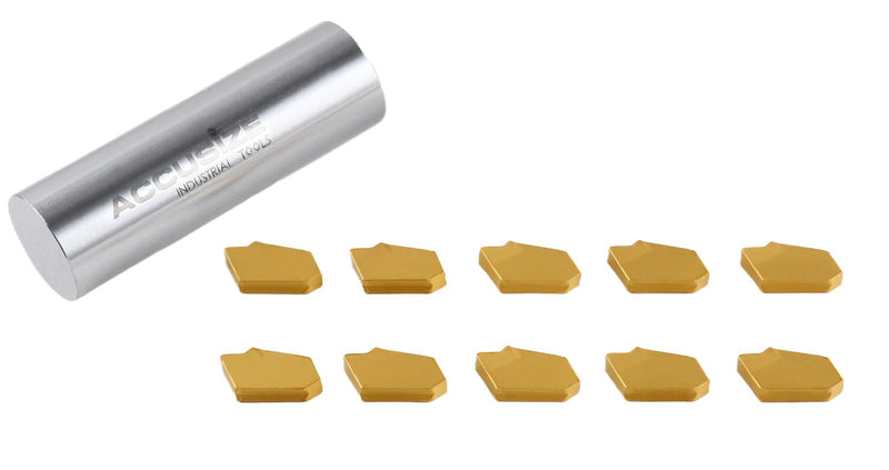 AccusizeTools - GTN-3, Self-Lock, Zero Degree Angle, Carbide Inserts TiN Coated 10 Pcs/Box, 2403-2004x10