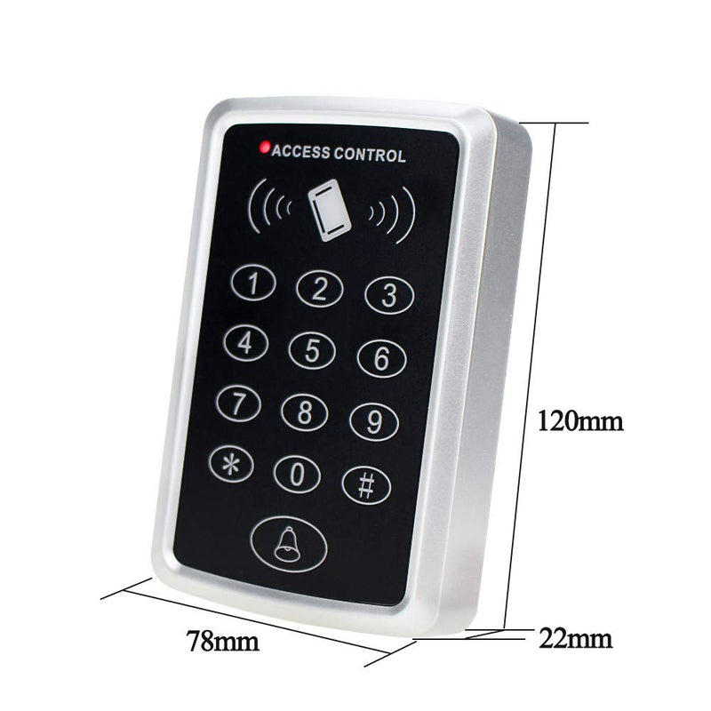 Stand-Alone Door Access Control System Kit with 180kg/350lbs Electric Magnetic Lock, DC12V/3A Power Supply, Door Exit Button, 10pcs RFID EM ID Keyfobs/Cards