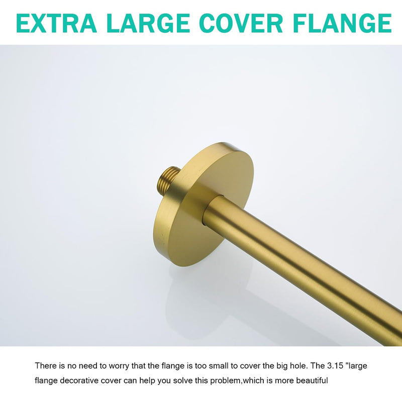 Shower Arm,16 Inch Rain Shower Head Extension Extender,With Flange and Teflon Tape,Made of Thicken Stainless Steel for Bathroom Rainfall Shower,Champagne Bronze,SE-91088-16CB Champagne Bronze(91088)