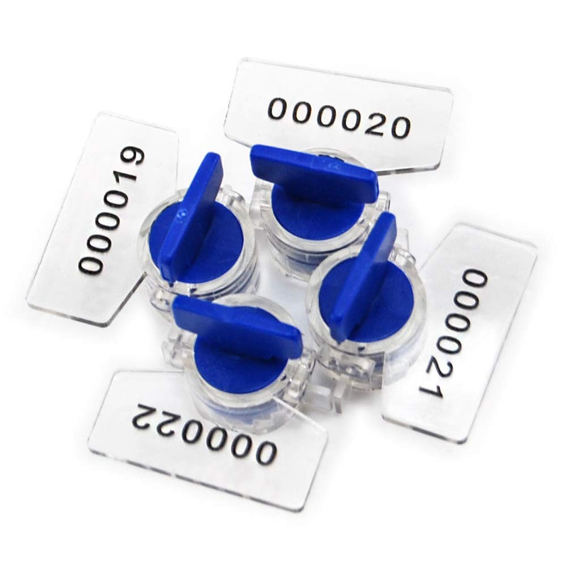 Anti-Tamper Twist Tight Roto Security Meter Seals High Electric Security Utility Plastic Padlock Gas Meter Seals Numbered (Pack of 100 PCS) with Stainless Wire (100 m) (Blue) Blue