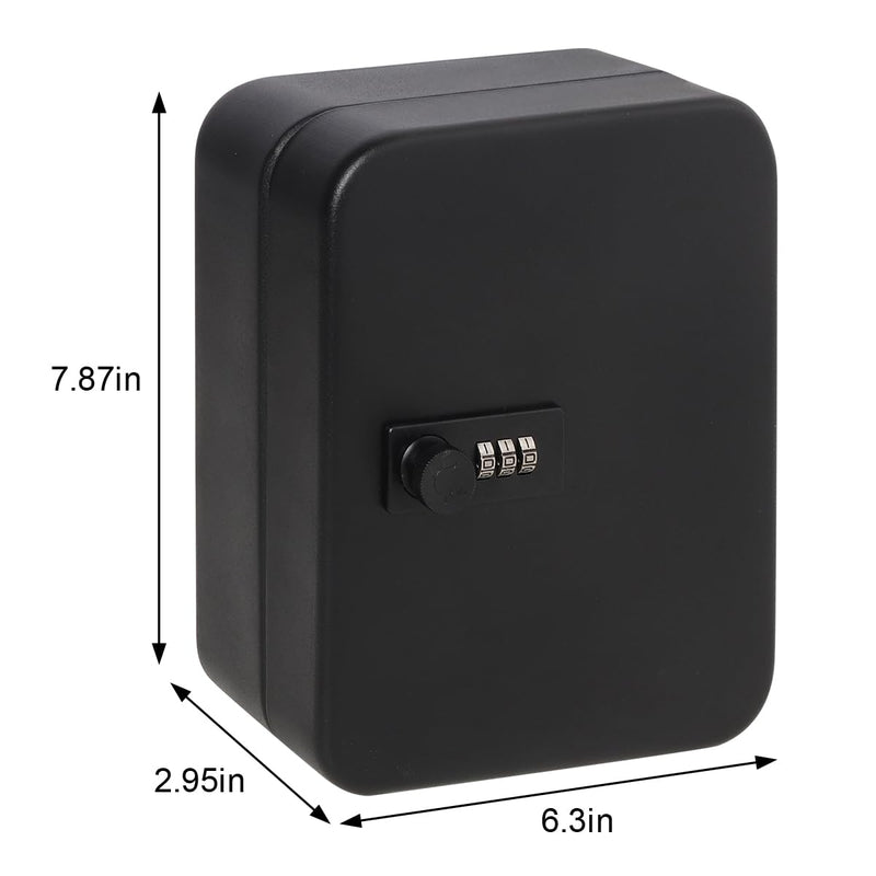 Decaller 20 Key Storage Lock Box with Code, Wall Mount Metal Security Key Cabinet with Combination Lock, 7.87" x 6.30" x 2.95", Black Black With Combination Lock
