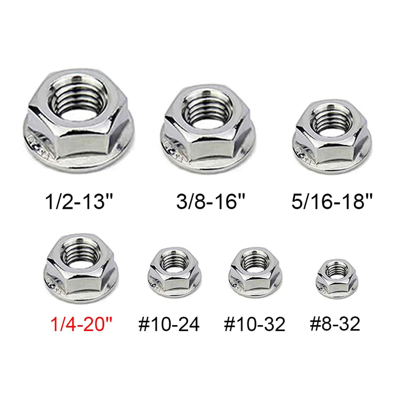 1/4"-20 Serrated Flange Nuts 50 Pack 304 Stainless Steel Hex Lock Nuts Full Thread for Industrial Construction Fasteners 1/4"-20 (50 pcs)
