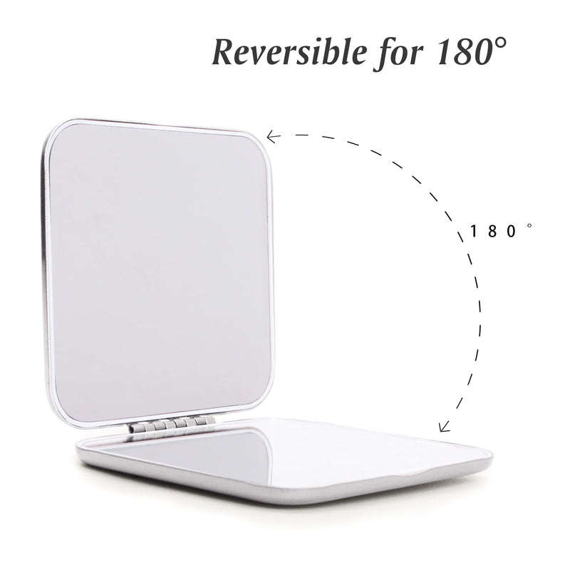 Compact Mirror, Pocket Travel Makeup Mirror for Purse, Metal Square Shell, 2-Sided 1X/2X Magnifying, Portable, Folding, Handheld, Sliver,12 Pack 12