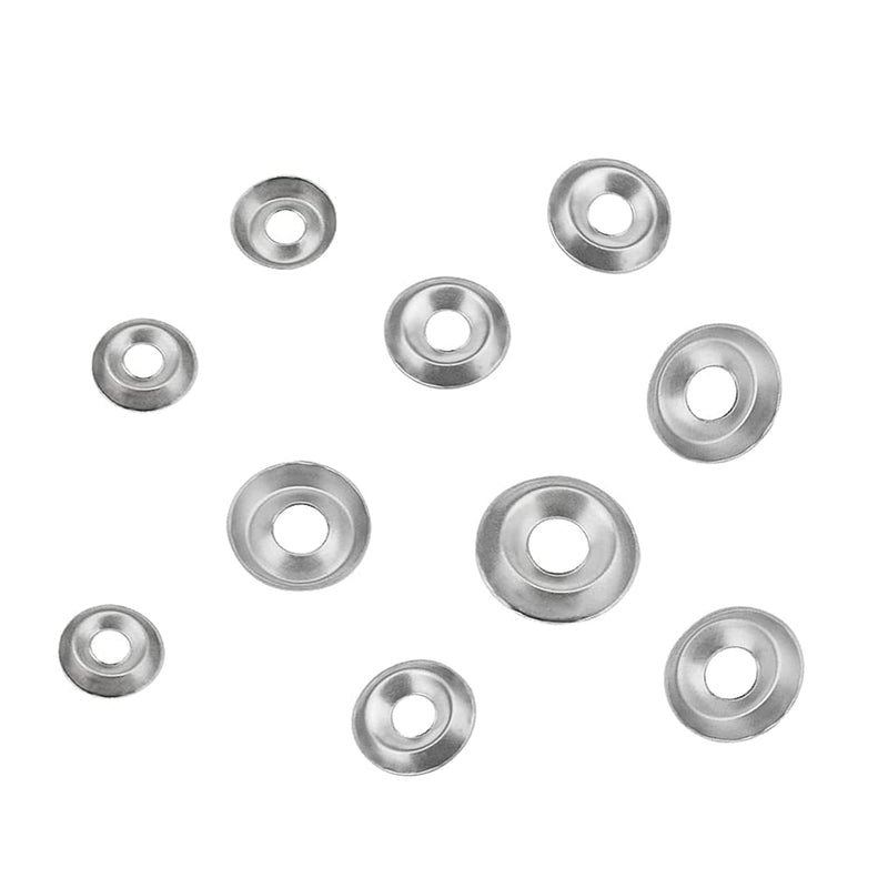 200 Pcs 304 Stainless Steel Finishing Cup Countersunk Washers Assortment Kit, Cup Countersunk Finish Washer Kit- #6#8#10#12