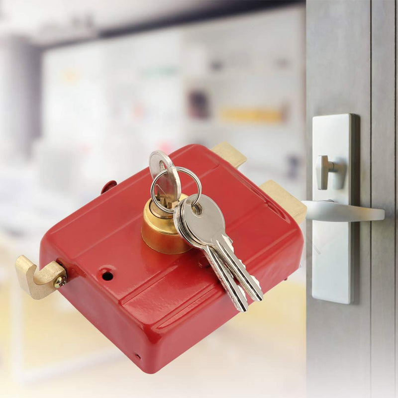 Heavy Duty Dead Bolt Lock with Keys Front Door Security Lock Nightlatch Red Finish for Wooden and Iron Doors