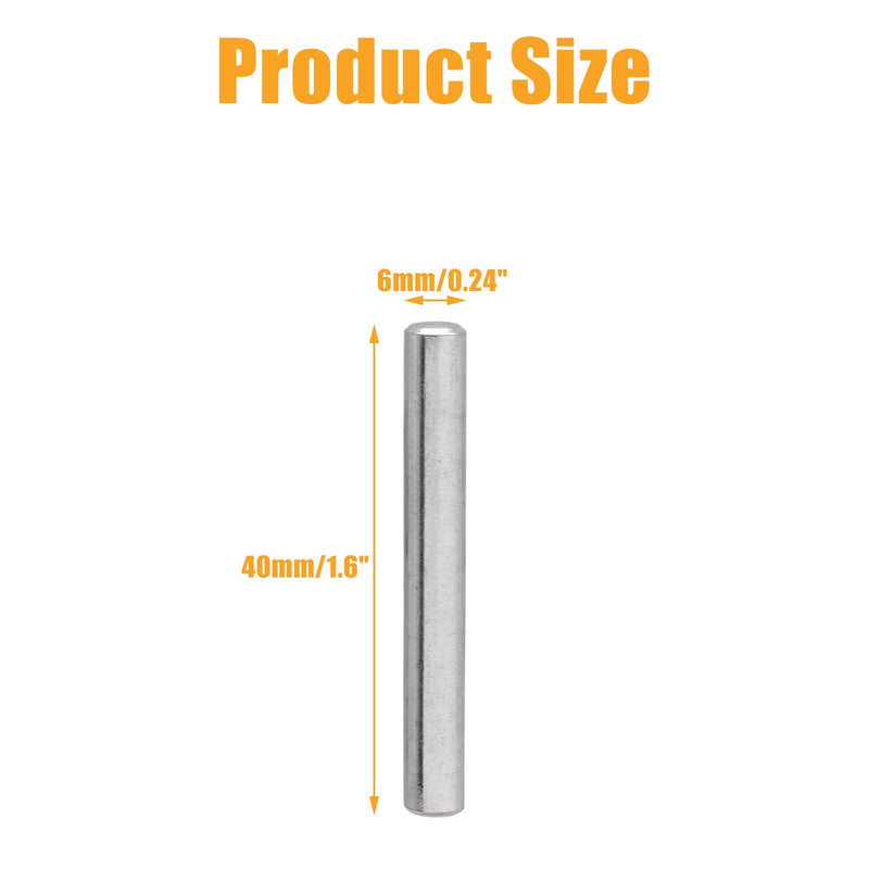 Stainless Steel Dowel Pin, 6mm x 40mm Shelves Dowel Pin, Shelf Support Pegs Pin Rod Fasten Elements Metal Shelf Pegs(24 Pcs) M6 x 40mm