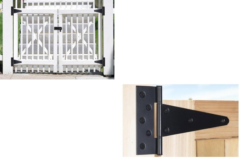 8pcs 4-inch Galvanized T-Shaped Hinge, Triangular Hinge, Triangular Hinge Slotted Bearing Door 4inch Black
