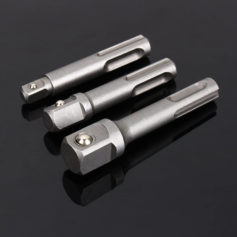 3 Pcs Drill Bit Adapter, 1/4 3/8 1/2 Air Hammer Socket Adapter, SDS Plus Socket Adapter Set for SDS Plus Hammer Drill