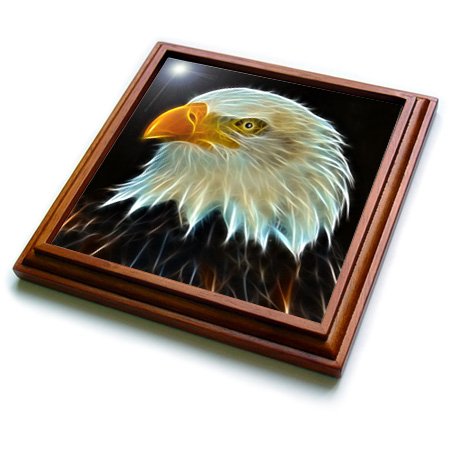 3dRose Fractal Color Outlined Bald Eagle-Trivet with Ceramic Tile, 8" x 8", Brown