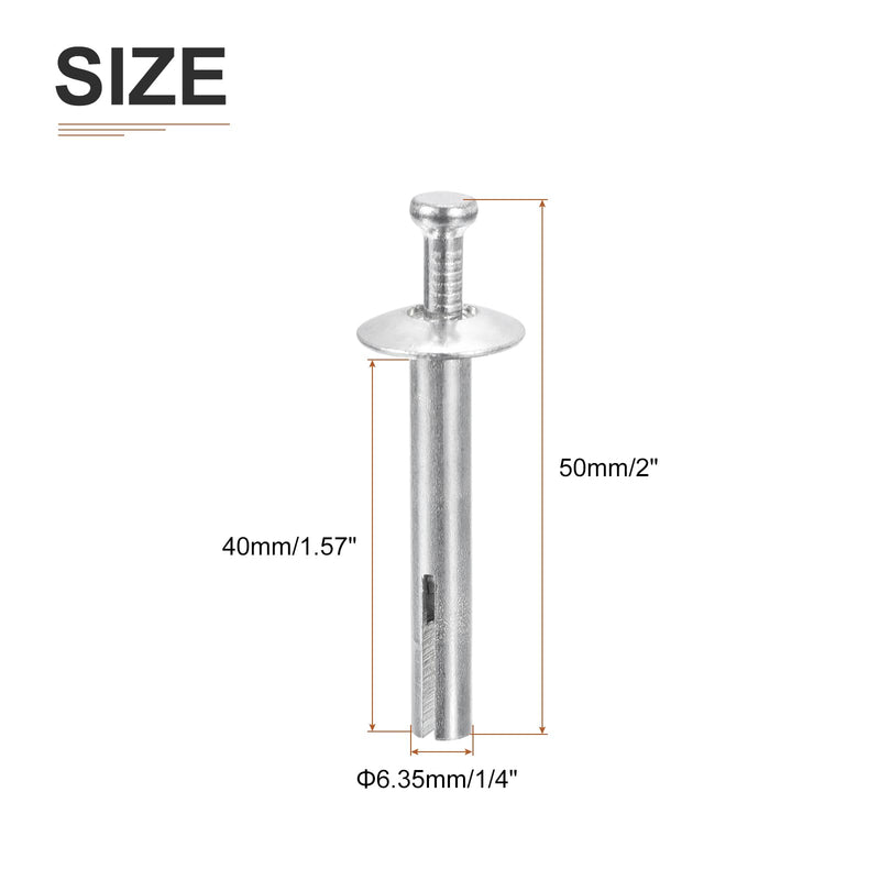 1/4" x 1-1/2"(D x L) Hammer Drive Nail - 10Pack - Good for Concrete Drywall - Carbon Steel Drive Expansion Anchors - Silver 10