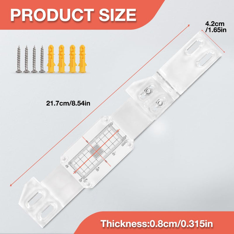 Concrete Crack Monitor, Crack Monitoring Gauge, Crack Gauge for Internal and External Corners 70-180 Degrees, Hinged Design for 2D or 3D Movement, Clear with Black Red 0 mm Graduation Marks(2 Pcs) 2