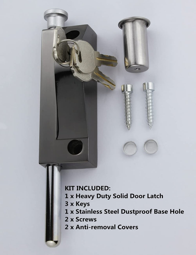 Spring Loaded Latch pin Black Heavy Duty Sliding Bolt Marine Grade,Barrel Bolt Thickened Vertical Latch Door Lock Cane Bolts for Gates Garage barn Double Door (Black) - NewNest Australia