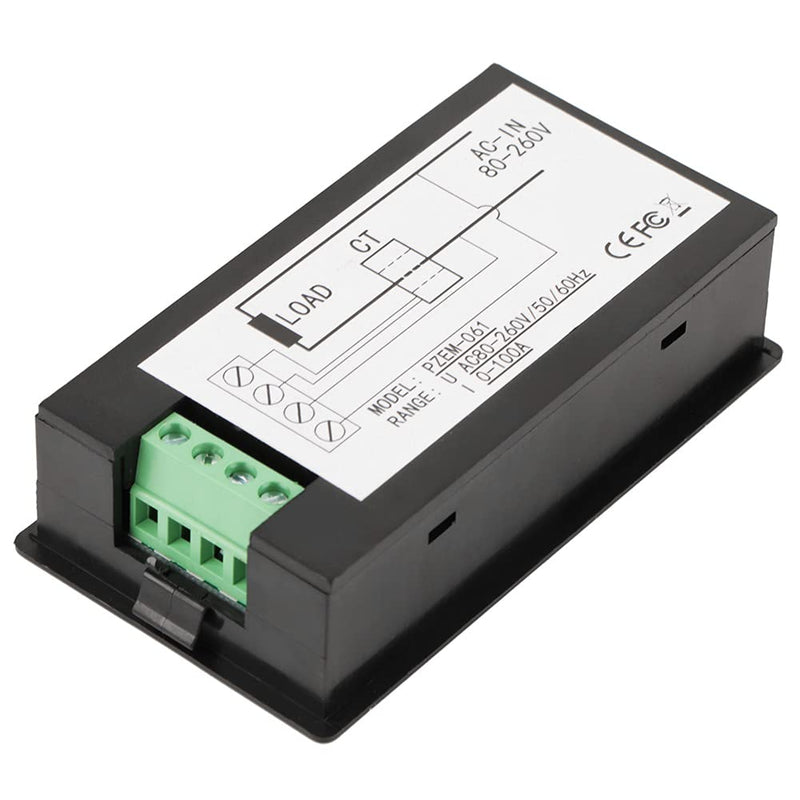 PZEM-061 Digital Power Meter, AC 80-260V 100A LCD Panel, Energy Consumption Monitor with Current, Voltage, Power Measurement, Backlight Display