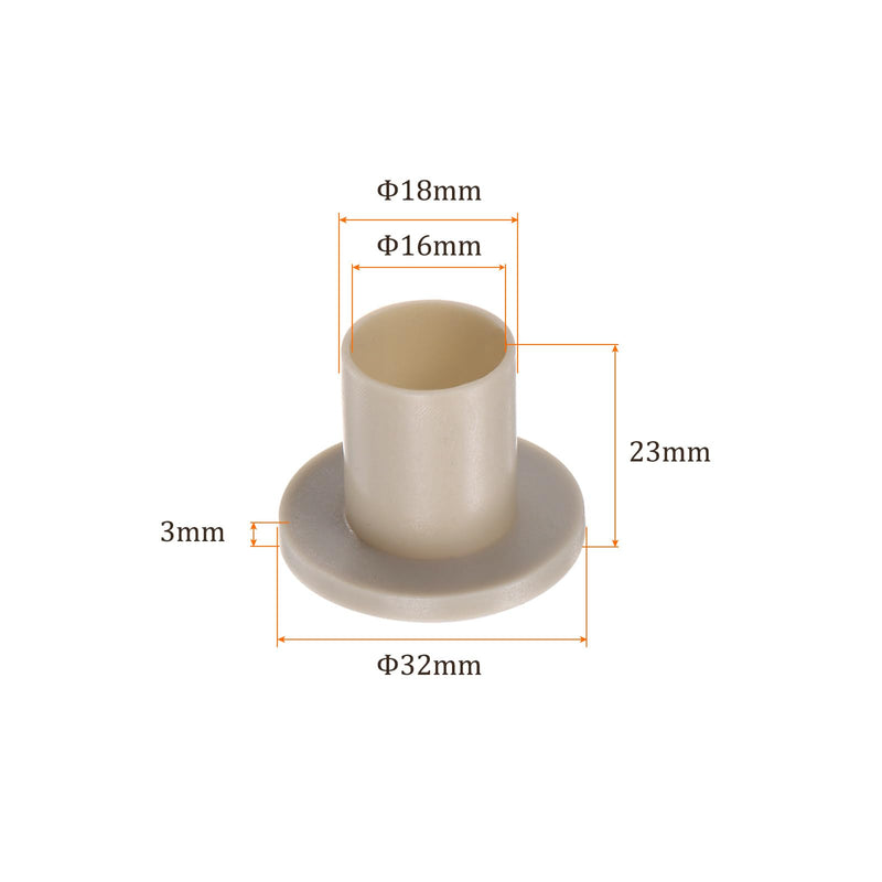 4pcs Nylon Flanged Sleeve Bearings [16mm Bore x 18mm OD x 23mm Length] Nylon Plastic Bushings for Shaft, Grey 16mm x 18mm x 23mm 4
