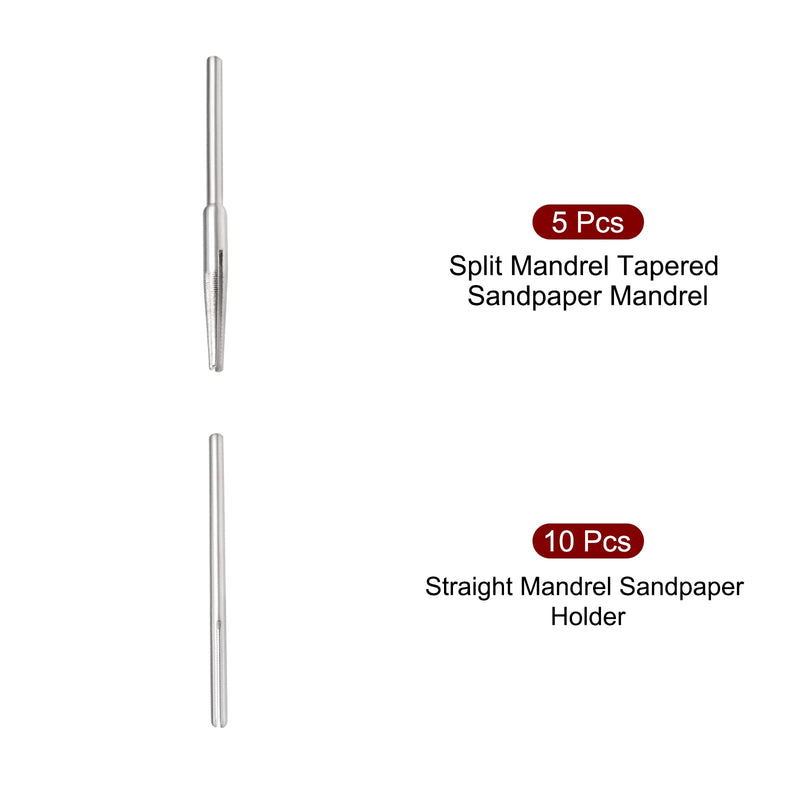 uxcell Split Mandrel Tapered and Straight Mandrel Sandpaper Holder with 2.35mm Shank for Abrasive Sanding Disc 15 Pcs
