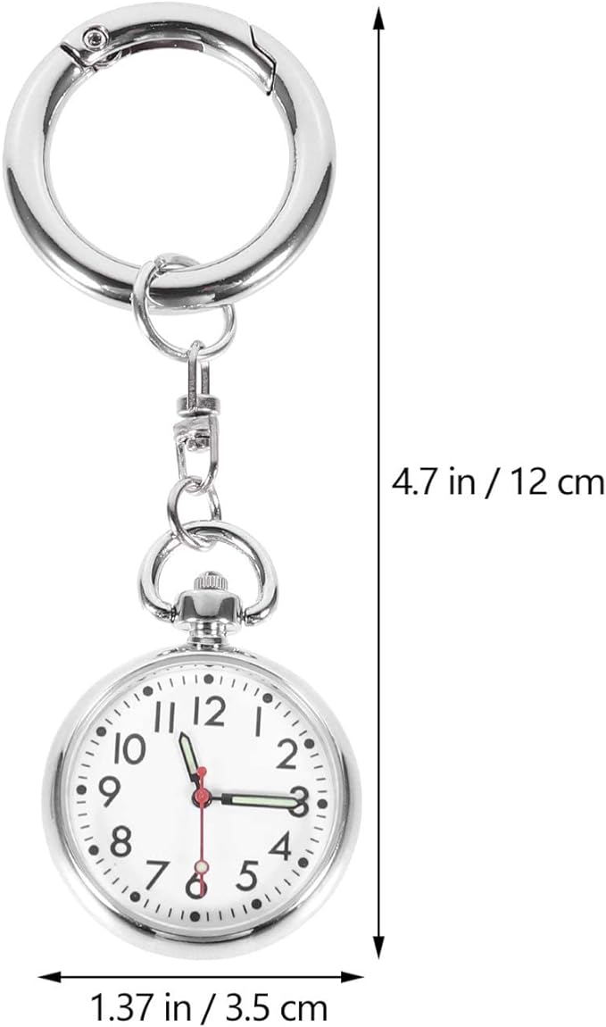 ARTIBETTER Pocket Watch, Pocket Watch, Waterproof, Nurse Watch, Keychain, Cute, Clip-On, Unisex, Number, Easy to Read, Silver - NewNest Australia