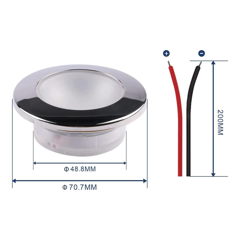 LED Marine Boat Courtesy Lights with RGBW Waterproof Stainless Steel Flush Mounting 12 Volts One Piece 2.76 Inches