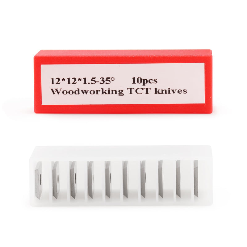 Square Corners 12mm Carbide Inserts, 12mm Length x 12mm Width x 1.5mm Thick, 35 Degree Cutting Angle, 4-Blade Straight Hole, Suitable for Replacing Helical Planer Cutter Heads (12 * 12 * 1.5mm) 12*12*1.5mm