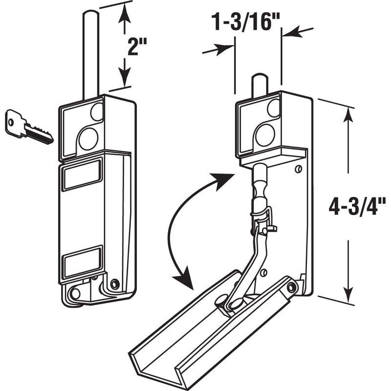 Prime-Line U 9997 Aluminum, Sliding Patio Door Keyed with Bolt Lock (Single Pack)