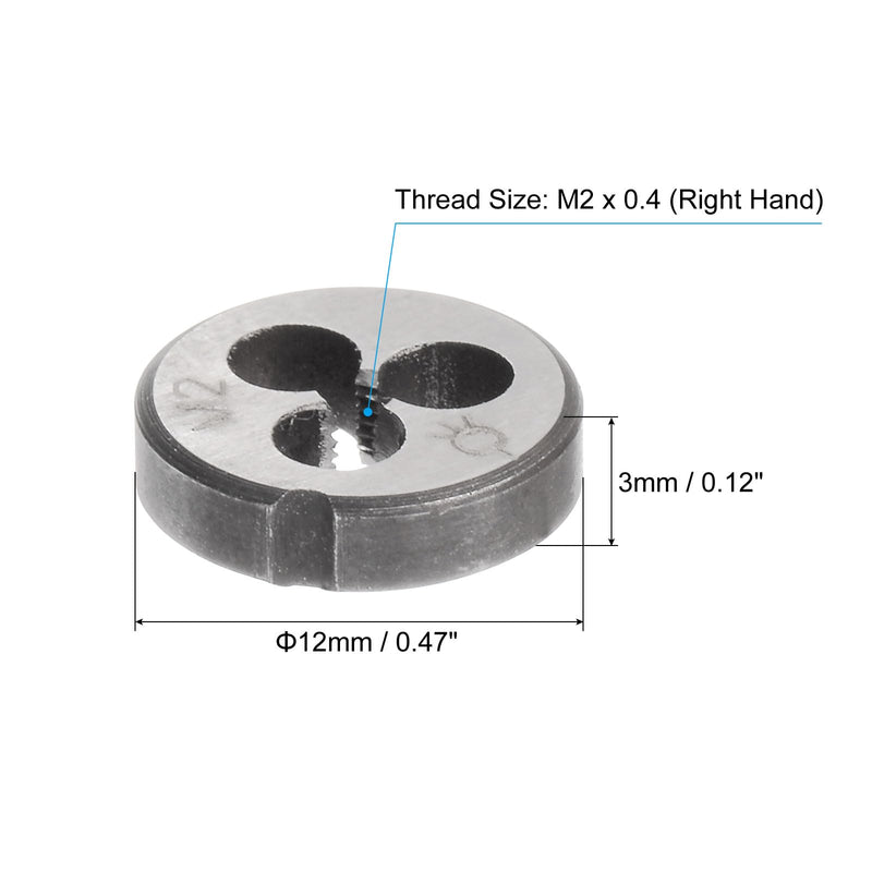 uxcell 2pcs Round Threading Dies, Metric M2 x 0.4 Thread (Right Hand), Alloy Tool Steel Screw Cutting Die Repair Tool