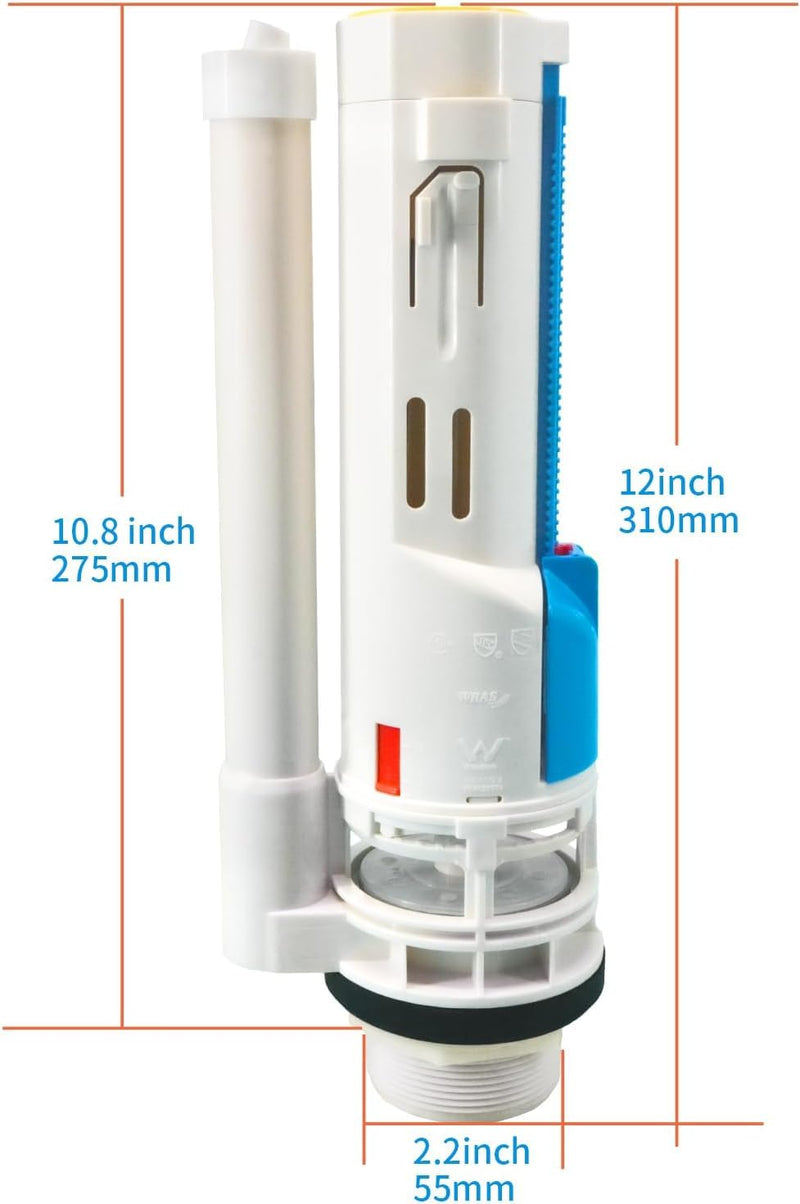 Toilet Flush Valve Replacement Kits with 1.49-Inch(38mm) Toilet Tank Button, Fits Toto THU435/THU224, Two-Piece Dual Flush WC Repair Parts, 2 Inches (10.8 Inches Height)