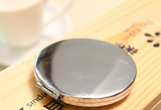 HJ Double Sided Compact Mirror Folding Hand Mirror Magnifying Metal Decorative Handheld Mirror Hand Mirror (Yellow) - NewNest Australia