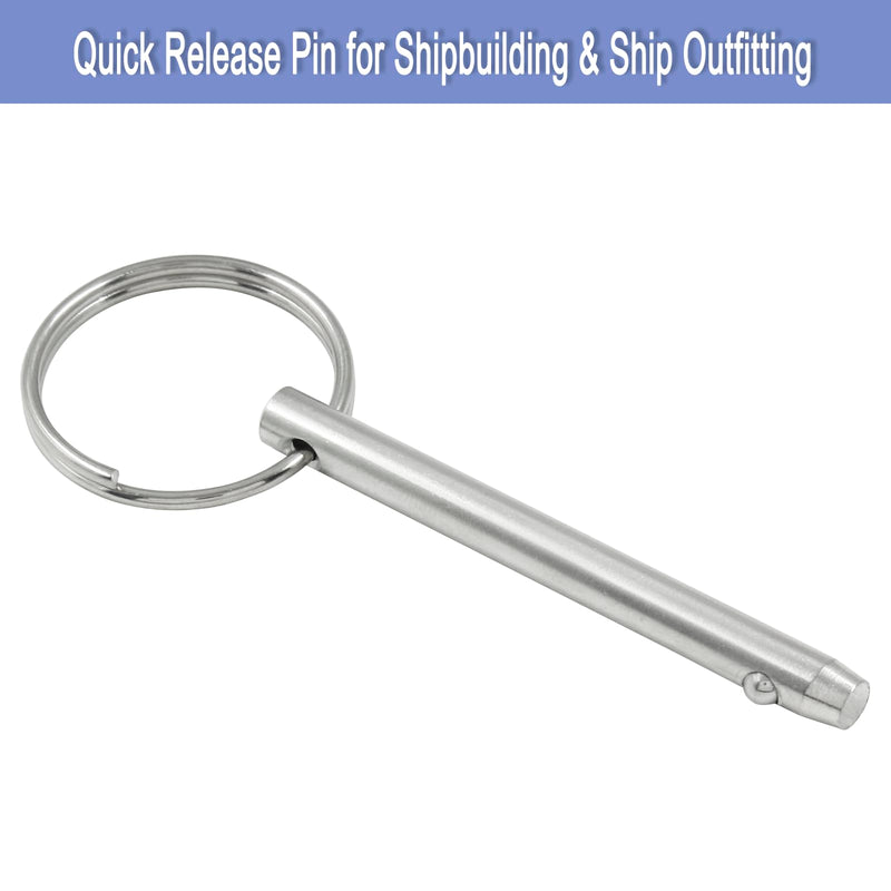 4pcs Quick Release Pin, 3/16" (4.8mm) Diameter, Usable Length 1-1/2", Overall Length 2", 316 Stainless Steel Bimini Top Pins for Boat Marine Hardware 3/16"D x 1-1/2"L 4