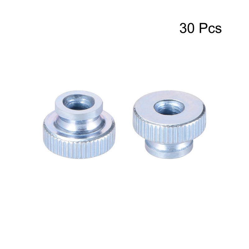 uxcell Knurled Thumb Nuts, 30Pcs M4x0.7mm Iron Round Knobs Fasteners for 3D Printer Parts, Silver Tone M4