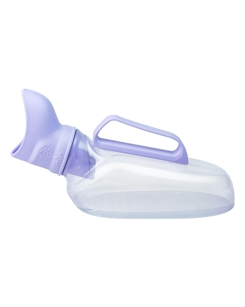 Urinal for Women - Portable Handle with Kniteed Case and Brush, Purple Pee Bottle for Women, Senior, Elderly