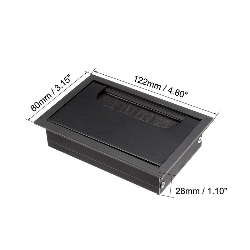 uxcell Cable Hole Cover, 108 x 69mm Aluminum Alloy Square Desk Wire Cord Cable Grommets Hole Cover for Office PC Desk Cable Cord Organizer, Black