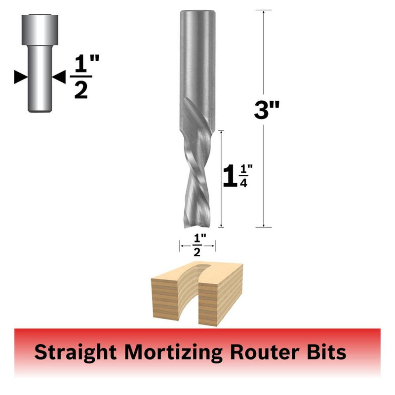 Bosch 85906M 1/2 in. x 1-1/4 in. Solid Carbide 2-Flute Downcut Spiral Bit