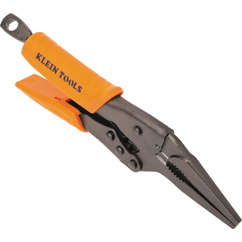 Klein Tools 38612 Long Nose Locking Pliers with Quick Release Handles, Ideal for Tight Spaces, High Torque and Gripping Power, 9-Inch 9-In Long Nose