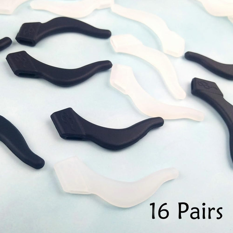 20Pairs Glasses Anti-slip Silicone Ear Clip, Glasses Holder With Storage Box, Eyeglass Ear Grips, Safety Eyewear Retainers for Sunglasses Presbyopia Glasses Sports Glasses (10 Black 10 white Black White