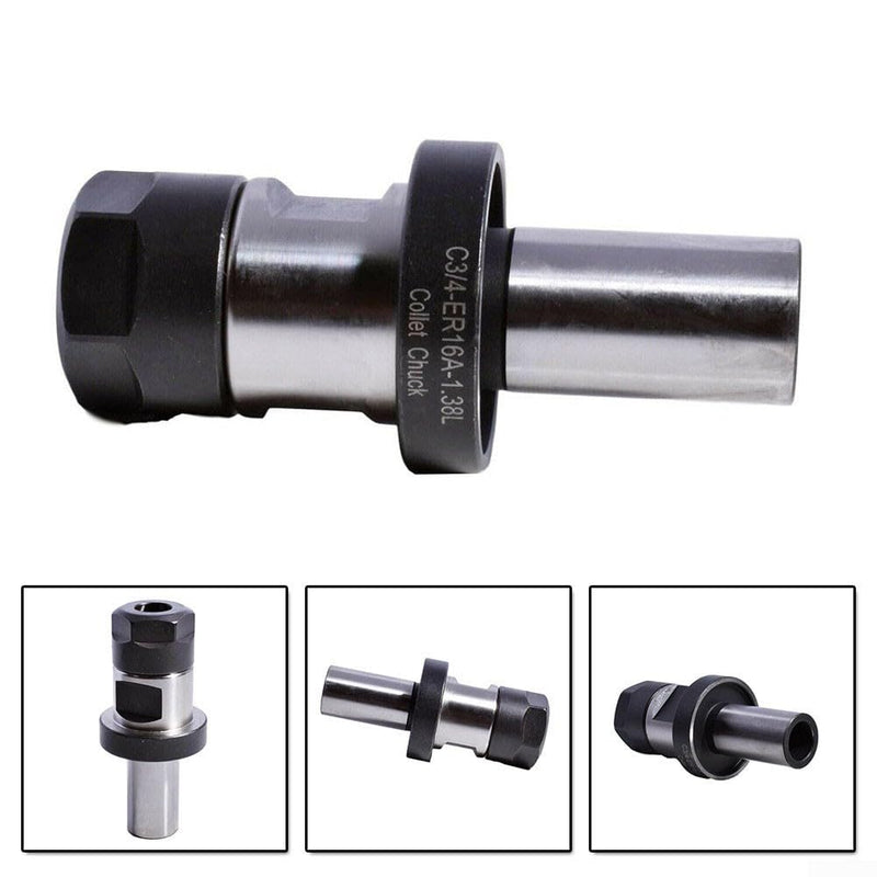 TTS 34 ER16 Collet Chuck Tool Holder With Groove, Extension Straight Shank Tool Holder Collet Chuck For 3/16 1/2 Clamping Range