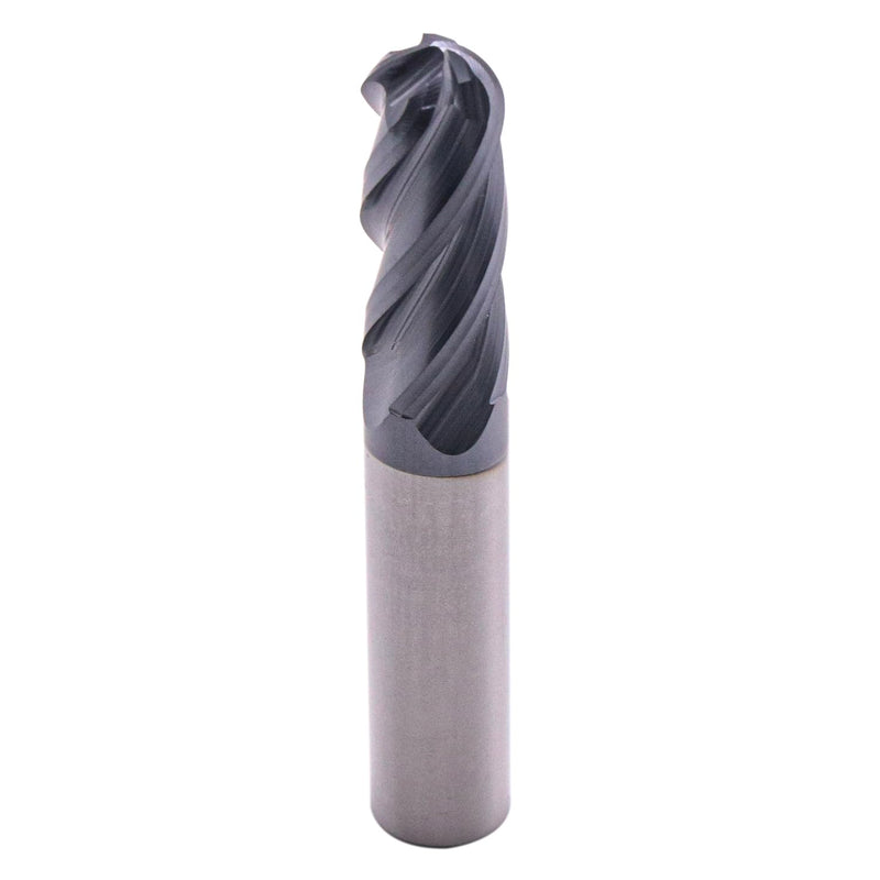 3/8" 4 Flute Variable Helix Ball Nose Solid Carbide End Mill - AlTiN Coated | Variable Geometry, 3/8" Cutting Diameter, 3/8" Shank Diameter, 1" Length of Cut, 2-1/2" Overal Length