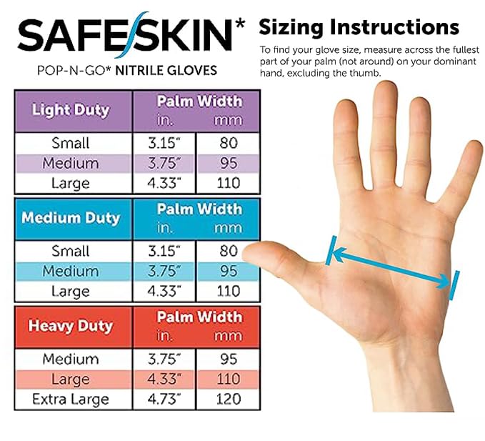 SAFESKIN Disposable Nitrile Gloves in POP-N-GO Pack of 50 or 200 Powder Free - Hair, Cleaning, Medical Use, Food Handling Medium (Pack of 50)