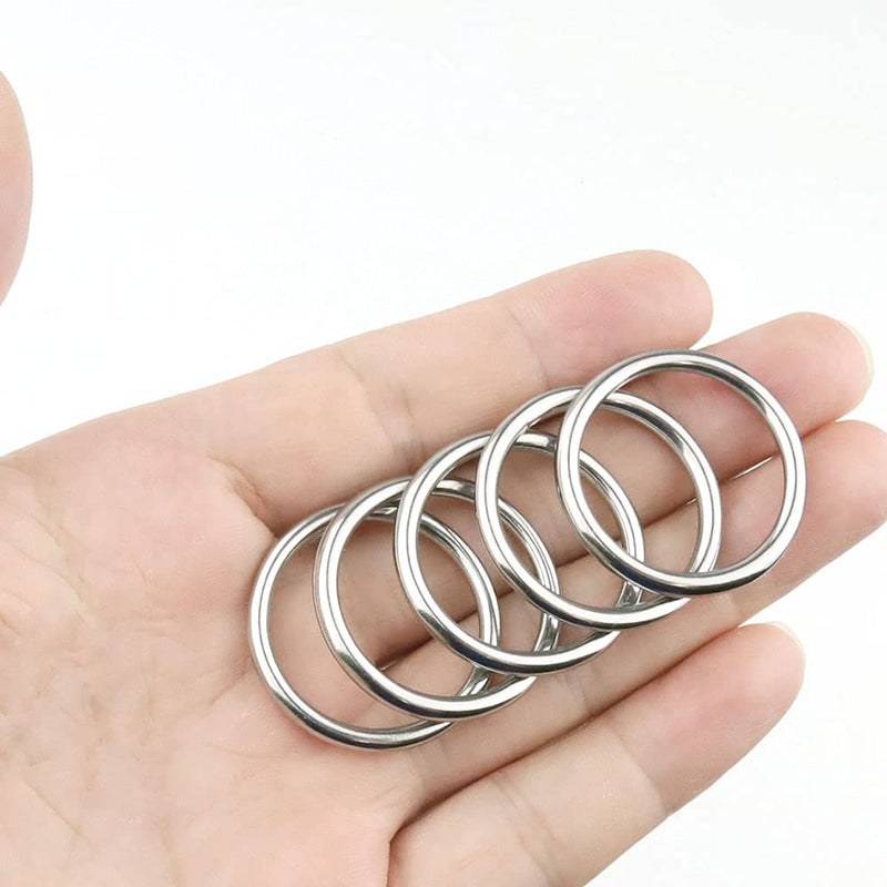 30 PCS Weldeding Stainless Steel O-Ring Welded Round Rings for Camping Belt, Dog Leashes, Luggage Accessories (3mm×25mm ID) 3mm×25mm ID
