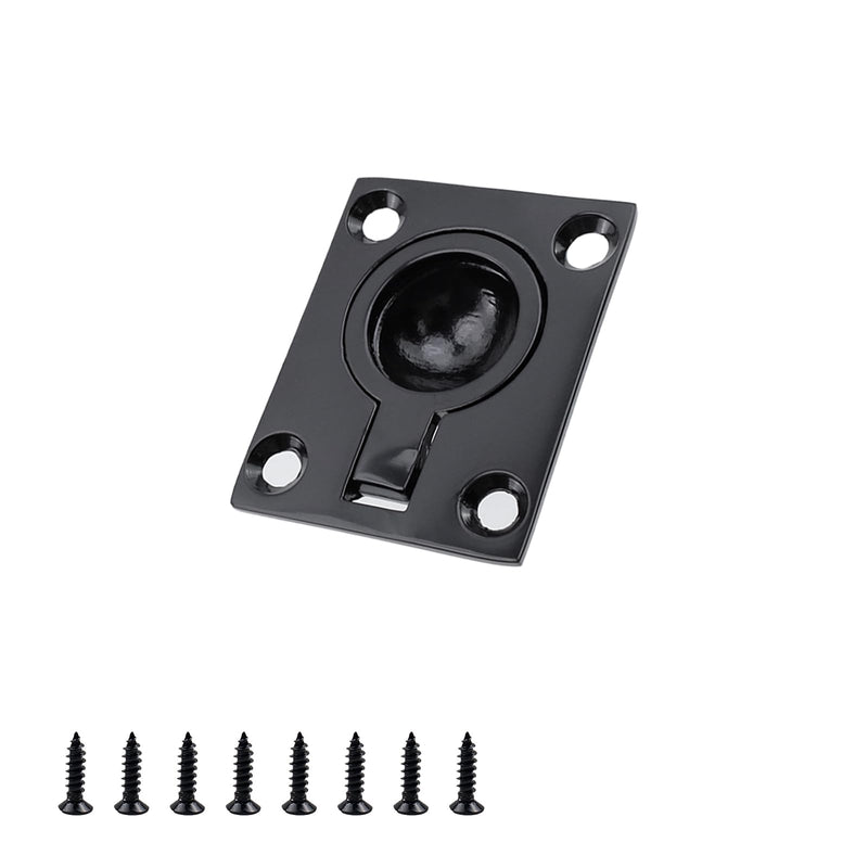 4 Pcs Black Stainless Steel Flush Ring Pull Stainless Steel Boat Hatch Latch Cabinet Flush Mount Lifting Ring Pull Handle, 1.8"x1.4" 4
