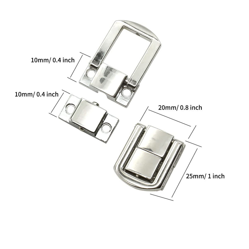 12 Pieces Hasp Latch Catch Lock, Metal Buckle Lock for Box Decoration (Silver) Silver
