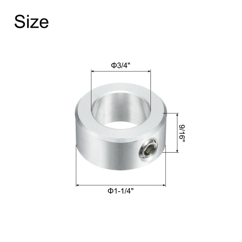 uxcell 4pcs Set Screw Collars 3/4" Bore, Aluminum Shaft Collars, 1-1/4" OD and 9/16" Thickness, Set Screw Clamp Collar, Stop Collar for Linear Rod Shaft Guide