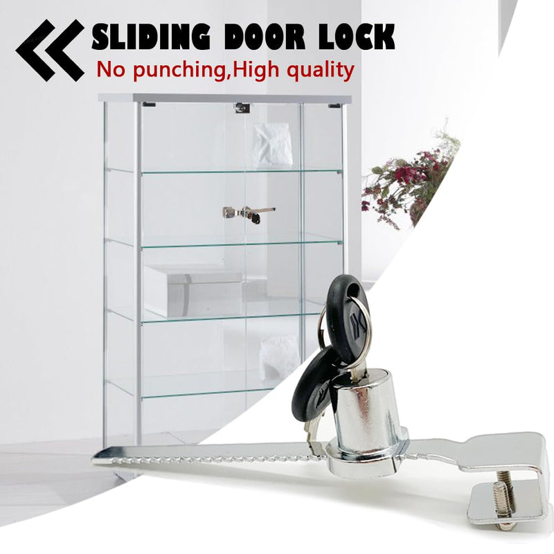 Sliding Glass Door Ratchet Lock with Chrome Finish,Glass Display Case Lock,Keyed Alike Showcase Display (2) 2