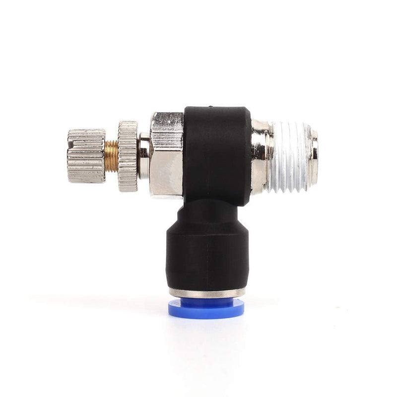 SNS 1/4"Tube OD x 1/8 NPT 90 Degree Elbow Air Flow Control Valve Push To Connect Fitting Speed control valve(10 PCS) JSC1/4-N01