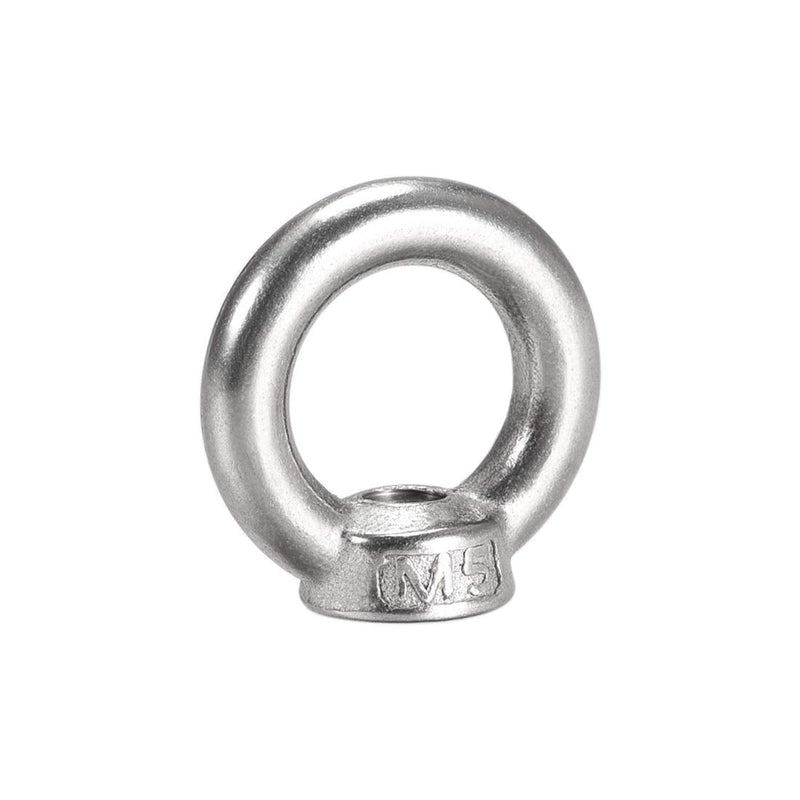 uxcell Lifting Eye Nut M5 Female Thread 304 Stainless Steel Round Shape for Rope Fitting Pack of 5