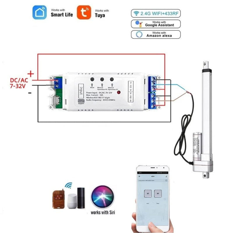 2CH WiFi RF Wireless Switch Relay,Inching Self-Locking Interlock Mode,Compatible with Alexa Goolge Home (Smart Life app WiFi RF Bluetooth Relay)