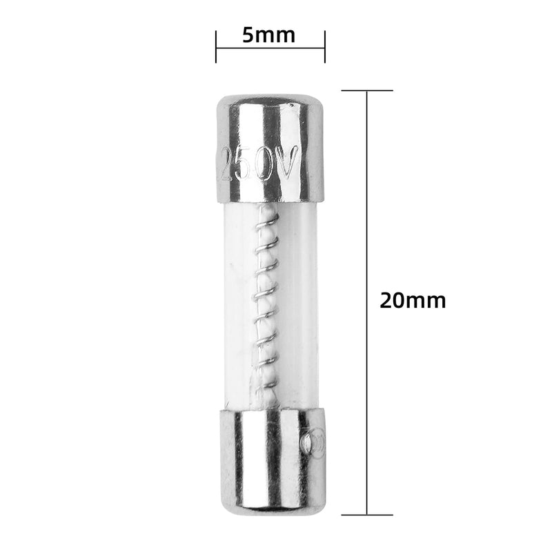 10Pcs T3.15AL250V 5x20mm 3.15A 250V Slow Blow Fuse T3.15AL Glass Slow-Acting Time-delay Fuse (3/16 in x 3/4 in)