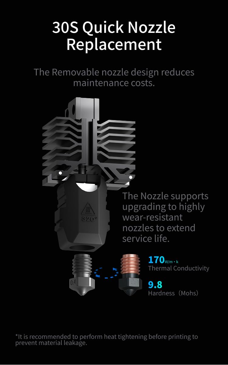 Phaetus New Conch Hotend M6 EndCoat Nozzle Detachable Perfect Fit for Bambu Lab X1/P1_0.4m Series 3D Printers 0.4mm