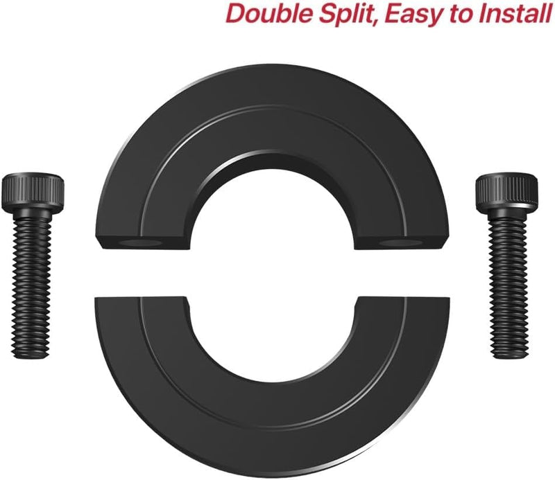 AZSSMUK Shaft Collar Bore 2'' Double Split Black Oxide Set Screw Durable Shaft Collars Suitable for Machinery and Industrial Use 2 Pieces 2''
