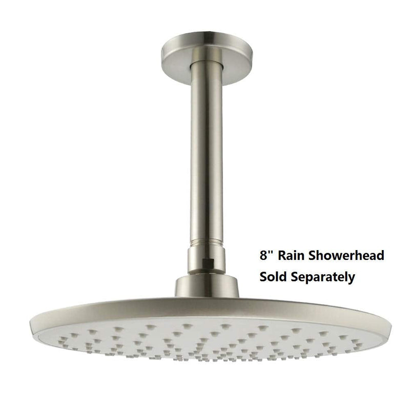 Purelux Straight Shower Arm 6 Inches Water Outlet PJ0612, Brushed Nickel Made of Stainless Steel with Gasket Flange 6 Inch Ceiling Mount - Brushed Nickel