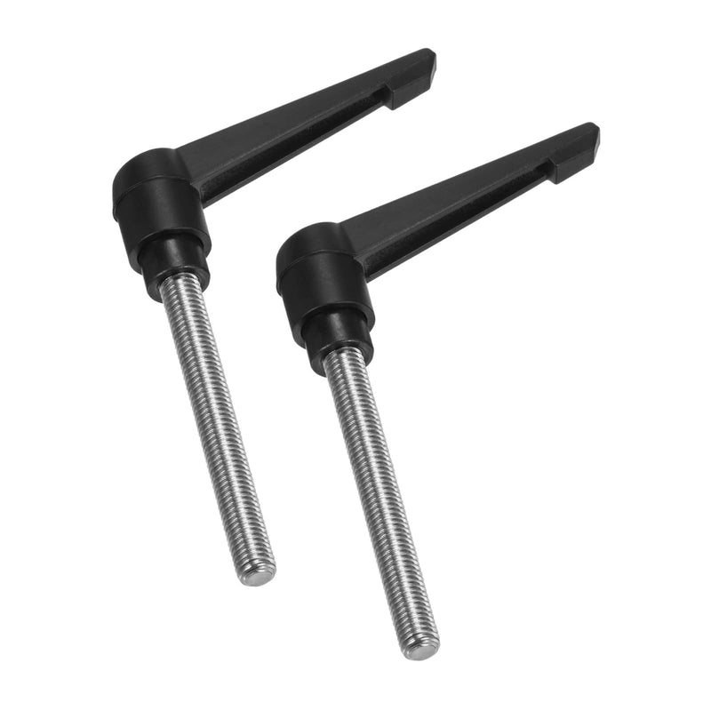 uxcell 2pcs Clamping Lever Handles, M10 x 72mm 304 Stainless Steel Threaded Male Stud, Adjustable Handles Locking Quick Release Ratchet Push Button Bolt Knobs, Black