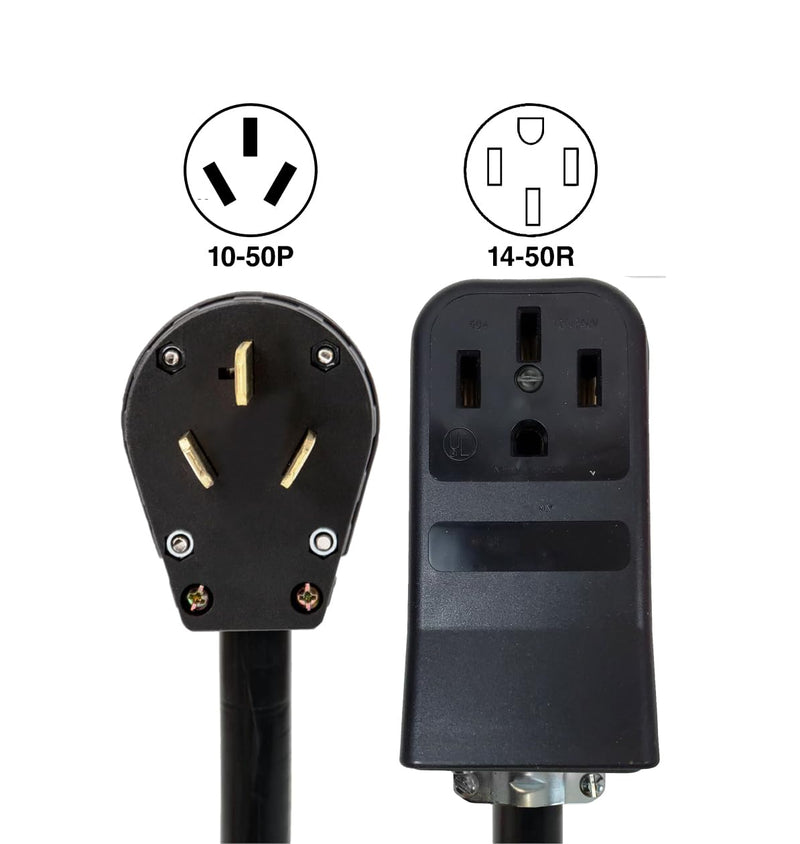 10-50P Male 3-PIN Plug to 14-50R 4-PIN Female Receptacle Stove Range Oven Power Cord Adapter 250V NEMA FX355